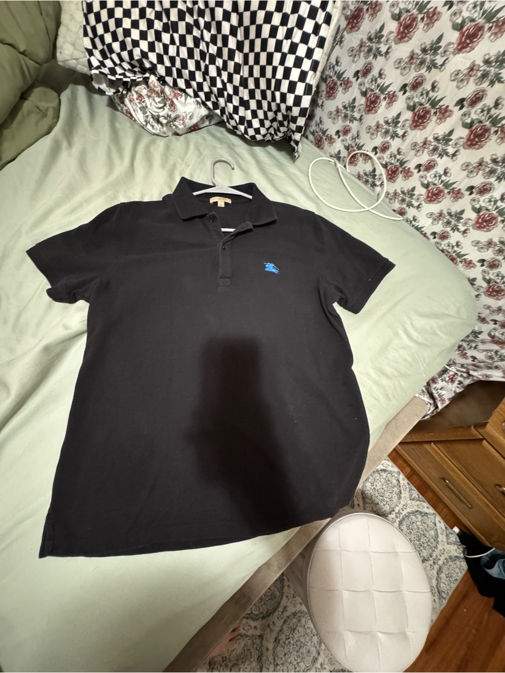 Burberry Black Polo with Blue Logomark